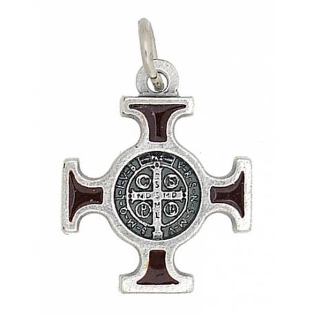 Croix St Benoît - 18 X 18 mm - Brun / Agté