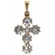 Croix métal doré strass blancs - 21 x 15 mm
