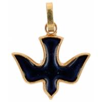 Medaille Duif - 14 X 16 mm - Metaal verguld + Email Blauw 