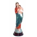 Statue 30 Cm Vierge + Enfant Base Bois