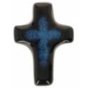 Croix Céramique - 11 X 8.5 cm - Bleu Foncé