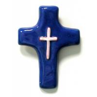 Croix Céramique - 11 X 8 cm - Bleu Clair
