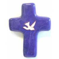 Croix Céramique - 11 X 8 cm - Bleu