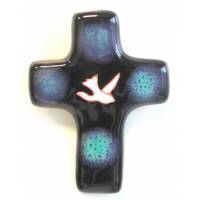 Croix Céramique - 11 X 8 cm - Bleu Foncé