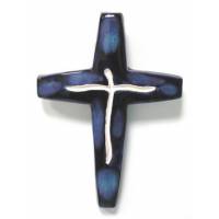 Croix Céramique - 17 X 11.5 cm - Bleu Foncé