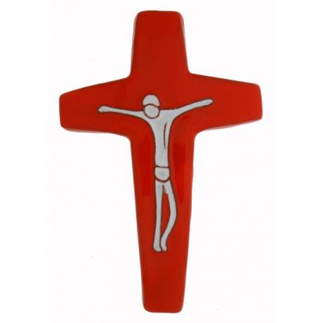 Croix Céramique - 16 X 11.5 cm - Rouge
