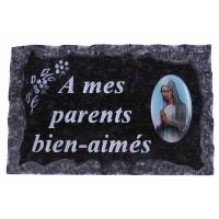Plaque Cimetière A mes parents bien aimés 9X14 cm
