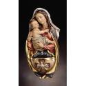 Bois Sculpté Benitier 20 Cm Vierge Et Enfant Couleur