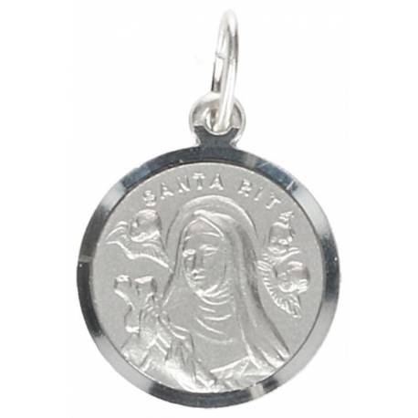Médaille Ste Rita - 14 mm - Métal Rhodié