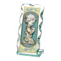 Cadre Cristal Garcon Priant Argent