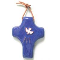 Croix Céramique - 9 X 7 cm - Bleu
