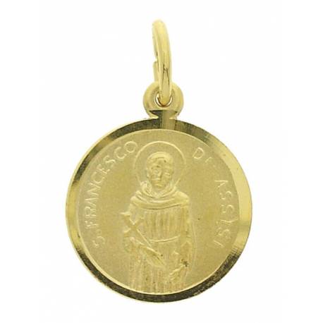 Médaille St François - 14 mm - Métal Doré