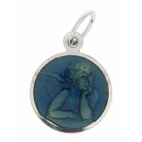 Médaille Ange - 12 mm - Email Bleu