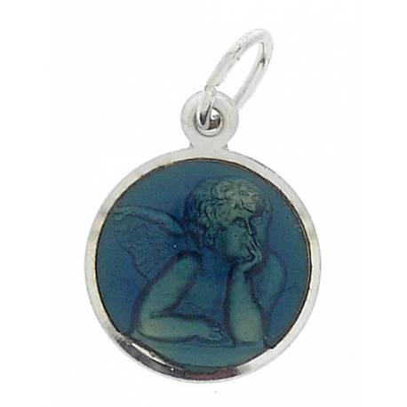 Médaille Ange - 12 mm - Email Bleu