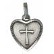 Medaille Hart/kruis - 13X12 mm - Metaal Verzilverd 