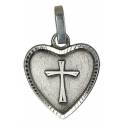 Medaille Hart/kruis - 13X12 mm - Metaal Verzilverd 