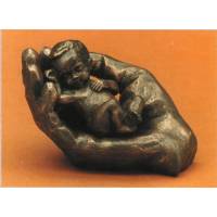 Liggende Hand + Losse baby - 10 cm - Brons 