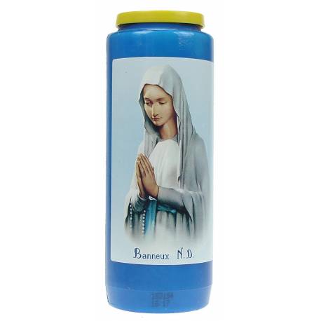 Noveenkaars / blauw / Banneux Borstbeeld 