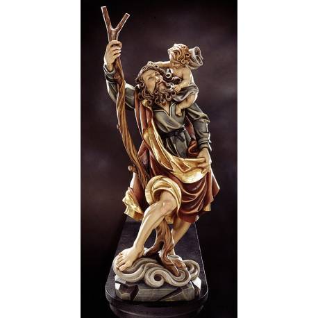 Bois Sculpté St Christophe 30 Cm Couleur