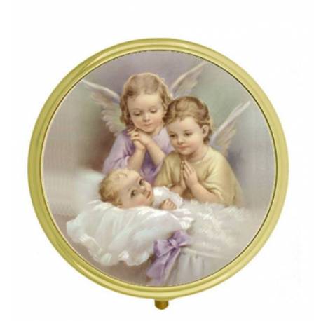 Pillendoosje - Twee Engelen + Kind - Diam 5 cm 