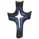 Croix Céramique - 21 X 13 cm - Bleu Foncé