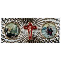 Médaille Aimantée Ste Rita/St Christophe 70 X 30 Mm/Croix Émaillée