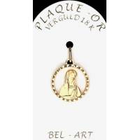 Médaille plaqué-or - Vierge Mains jointes - 16 mm ajouré