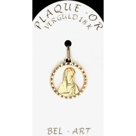 Médaille plaqué-or - Vierge Mains jointes - 16 mm ajouré