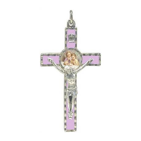 Croix Berceau - 8 cm - Rose