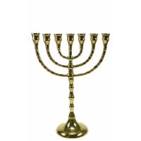 Bougeoir à 7 branches Menorah - 24 cm - Laiton
