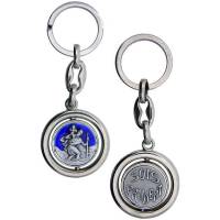 Porte-Clefs Tournant - St Christophe / Sois prudent - Email bleu
