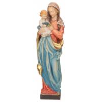 Bois sculpté Vierge aux raisins + enfant 22 cm polychrome