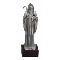 Statue 11 cm - St Benoît - Métal Agté - Base Bois