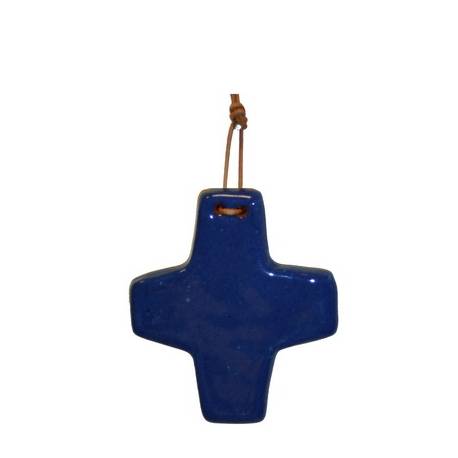 Kruisje Keramiek 8.5 X 7.5 Cm Blauw 