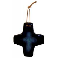 Croix Céramique - 8.5 X 7.5 cm - Bleu Foncé