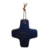 Kruisje Keramiek 8.5 X 7.5 Cm Blauw 