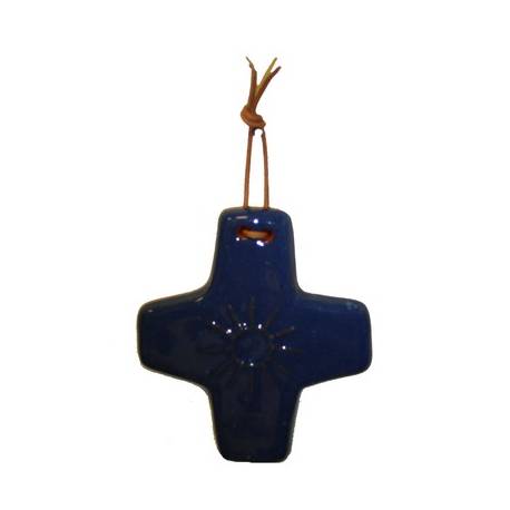 Kruisje Keramiek 8.5 X 7.5 Cm Blauw 