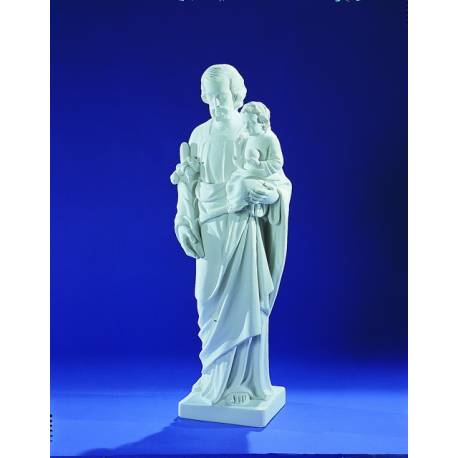 St Joseph 80 Cm - "Marbre" Blanc