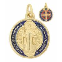Médaille 20 mm - St Benoît - Métal Doré + Email