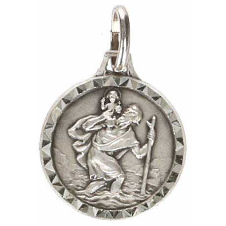 Médaille St Christophe - 14 mm - Métal Argenté