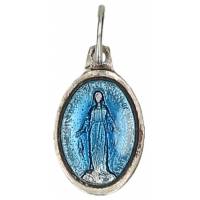 Médaille 15 mm Miraculeuse ovale émail bleu