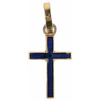 Croix 13 X 9 Mm Métal Doré / Émail Bleu