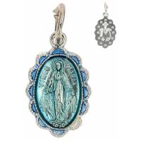 Médaille 13 mm Ov - Miraculeuse - Email Bleu