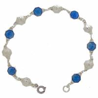 Kinderarmband - 12 Medailles - Blauw / Verzilverd 