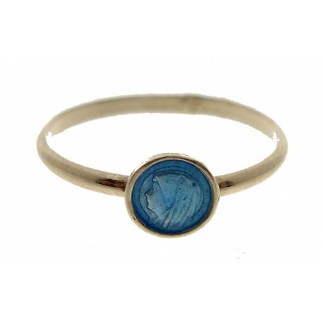 Bague Argent Email 2t Ronde Vierge