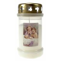Bougie 3J / CD / blanc / Deux anges + enfant