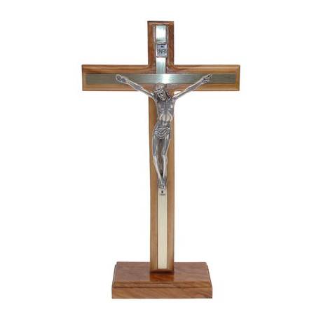Kruis op voet - 27 X 15 cm - Hout-Metaal 