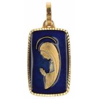 Medaille O.L.V. Modern - 19 X 12 mm - Met Verg + Email Blauw 