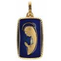 Medaille O.L.V. Modern - 19 X 12 mm - Met Verg + Email Blauw 