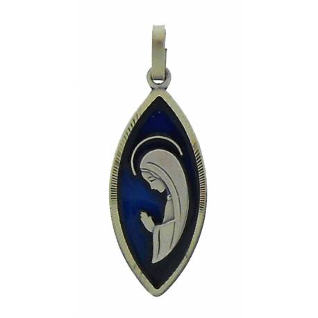 Medaille O.L.V. Modern - 24 X 11 mm - Met Verz + Email Blauw 